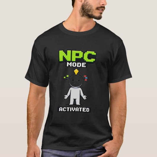 NPC-modus geactiveerd Pixels Grappige Cartoon T-shirt (Voorkant)