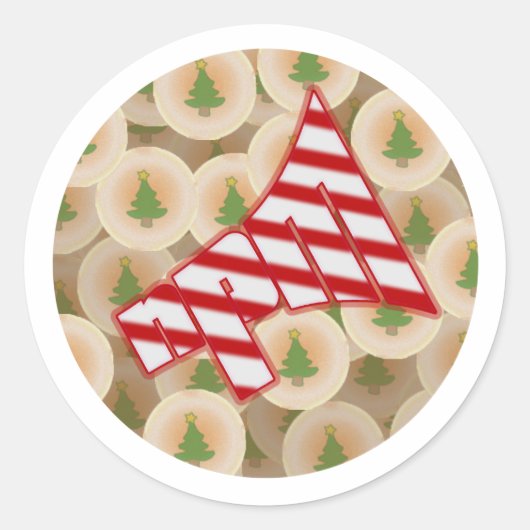 NPM Kerstkoekje Ronde Sticker (Voorkant)