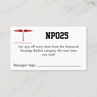 NPO25 Coupon Visitekaartje