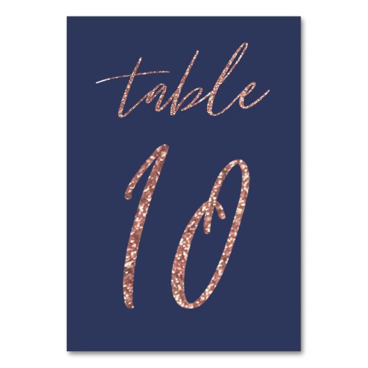 Nr. 10 - Glam Glitter Roze Goud en Blauwe Bruiloft Kaart (Voorkant)