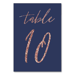 Nr. 10 - Glam Glitter Roze Goud en Blauwe Huwelijk Kaart