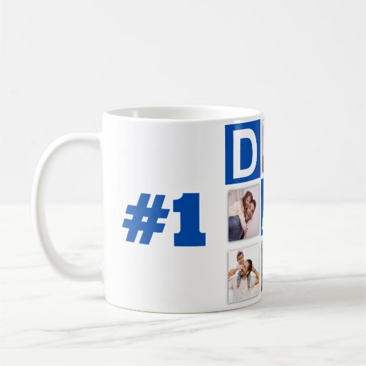 Nr. 1 Dad 6 Fotocollage Happy Vaderdag Blue Koffiemok (Links)