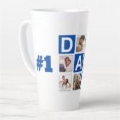 Nr. 1 Dad 6 Fotocollage Happy Vaderdag Blue Latte Mok (Linkerhoek)