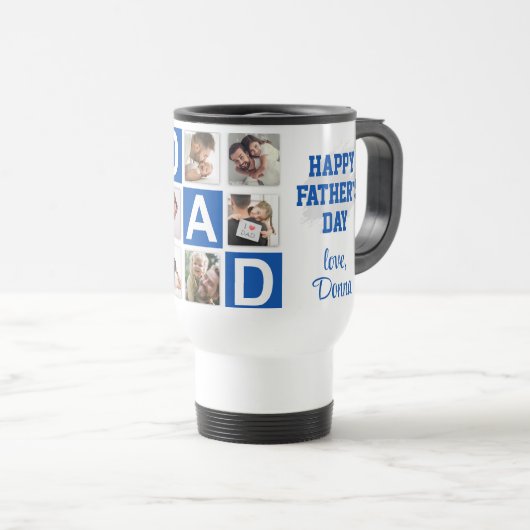Nr. 1 Dad 6 Fotocollage Happy Vaderdag Blue Reisbeker (Voorkant rechts)