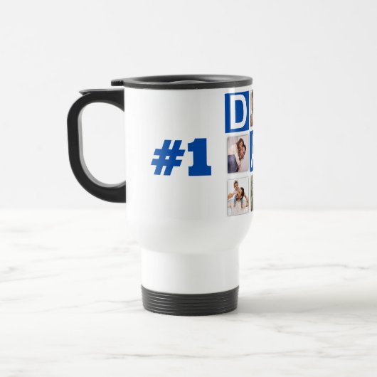 Nr. 1 Dad 6 Fotocollage Happy Vaderdag Blue Reisbeker (Links)