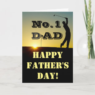 Nr. 1 Dad Golfer bij zonsondergang Vaderdag Kaart