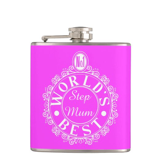 Nr.1 de Beste Stap van de Wereld Mum Klassieke Wit Heupfles (Voorkant)