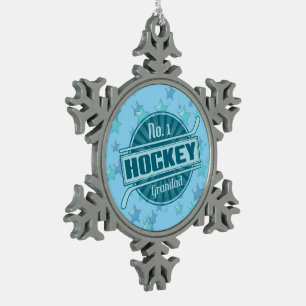 Nr. 1 Hockey Grandad kerstboomdecoratie Tin Sneeuwvlok Ornament