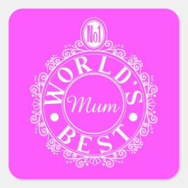 Nr.1 's Werelds beste emblem Klassieke Wit op roze Vierkante Sticker
