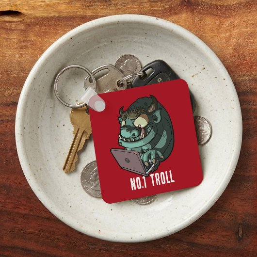 Nr.1 Troll Internet Troll Op Laptop Cartoon Sleutelhanger