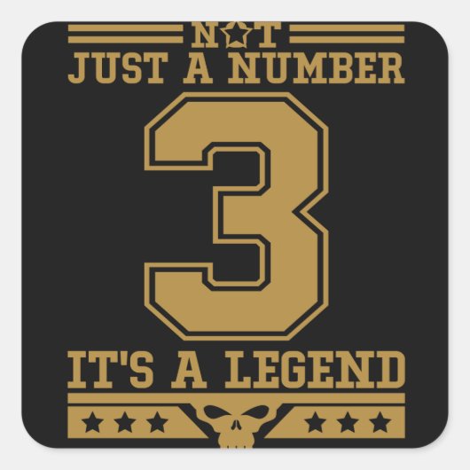 Nr. 3 is Legendary Number Vierkante Sticker (Voorkant)