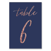 Nr. 6 - Glam Glitter Roze Goud en Blauwe Bruiloft Kaart (Achterkant)