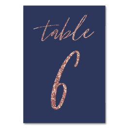 Nr. 6 - Glam Glitter Roze Goud en Blauwe Huwelijk Kaart