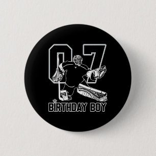 Nr. 7 IJshockey Keeper Gefeliciteerd met je 7e Ver Ronde Button 5,7 Cm