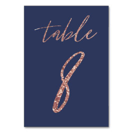 Nr. 8 - Glam Glitter Roze Goud en Blauwe Huwelijk Kaart