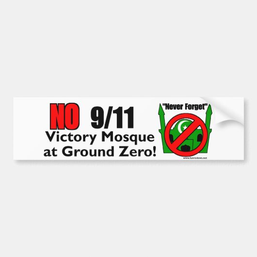 NR. 9/11 Victory Mosque Bumpersticker (Voorkant)