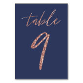 Nr. 9 - Glam Glitter Roze Goud en Blauwe Huwelijk Kaart (Voorkant)