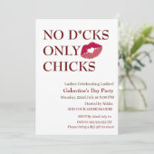 Nr. D*cks Alleen Chicks Galentine's Day Dames in d Kaart (Staand voorkant)