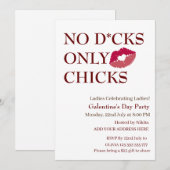 Nr. D*cks Alleen Chicks Galentine's Day Dames in d Kaart (Voorkant / Achterkant)