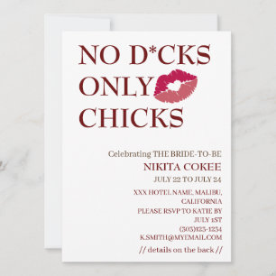 Nr. D*cks only Chicks Bachelorette Weekend Rustic Kaart