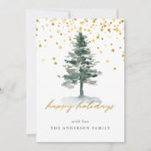 Nr. foto's van de moderne Gold Script-kerstboom Feestdagenkaart (Voorkant)