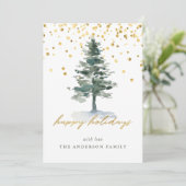 Nr. foto's van de moderne Gold Script-kerstboom Feestdagenkaart (Staand voorkant)