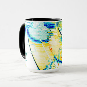Nr. geslipte inkt, afbeelding met gele, cyaanblauw mok