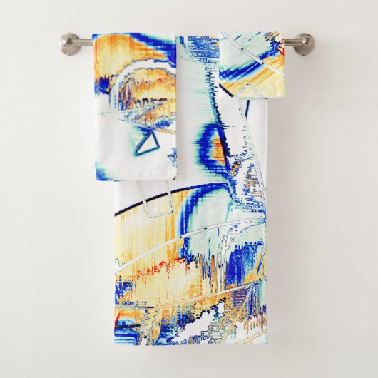 Nr. geslipte inkt, afbeelding met oranje, cyaanbla bad handdoek (Insitu)