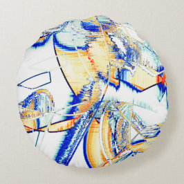 Nr. geslipte inkt, afbeelding met oranje, cyaanbla rond kussen