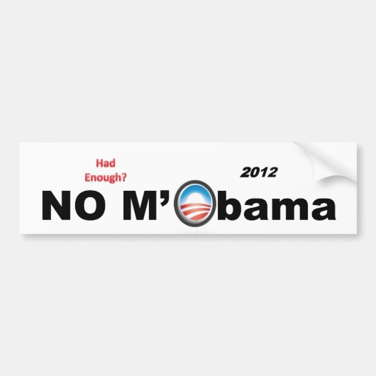 nr. M'Obama 2012 Bumpersticker (Voorkant)