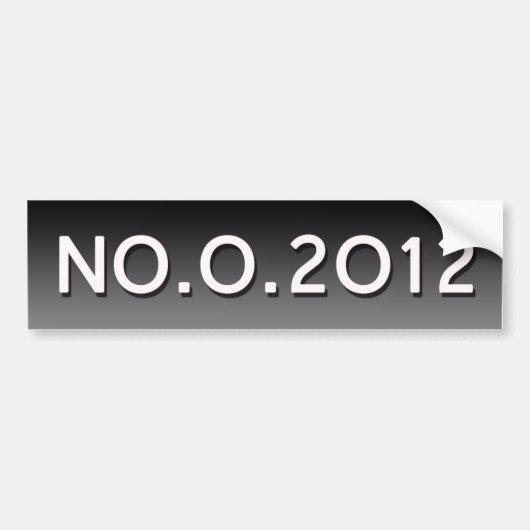 Nr. Obama 2012 NO.O.2012 Anti-Obama Bumpersticker (Voorkant)