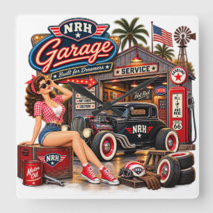 NRH Garage Gebouwd voor Dromers Vintage 1950s Muur Vierkante Klok
