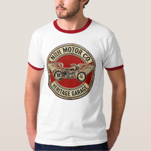 NRH Motor Co. Vintage Motorfiets Heritage Garage R T-shirt