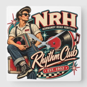 NRH Rhythm Club Vintage 1950s Rock and Roll Wand C Vierkante Klok