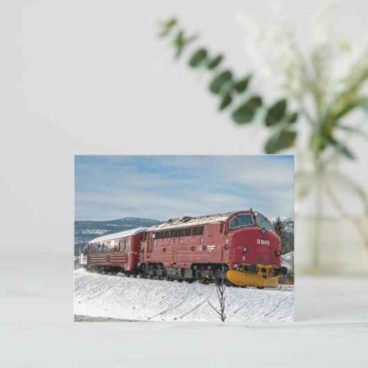 NSB Diesel NOHAB Di3-642 arriving Røros Briefkaart (Staand voorkant)