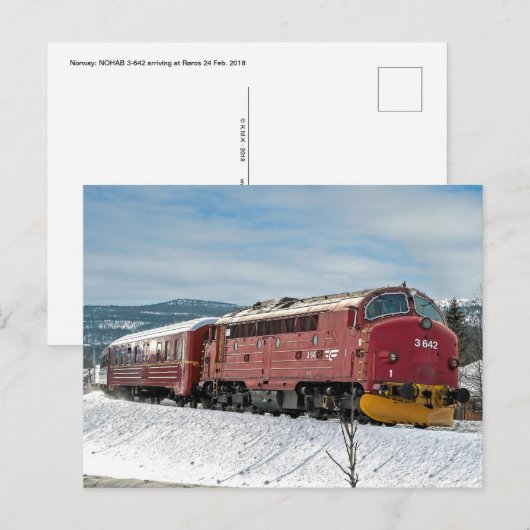 NSB Diesel NOHAB Di3-642 arriving Røros Briefkaart (Voorkant / Achterkant)