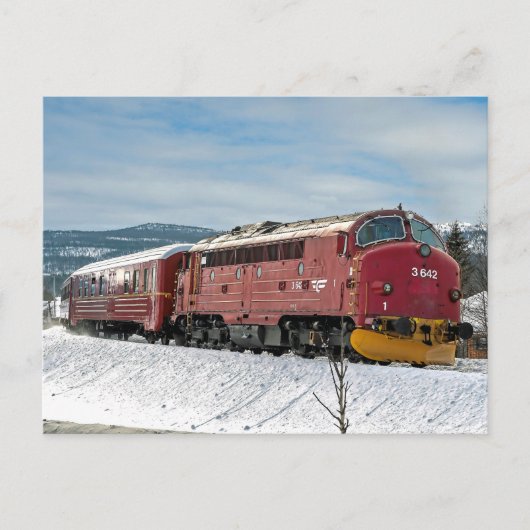 NSB Diesel NOHAB Di3-642 arriving Røros Briefkaart (Voorkant)