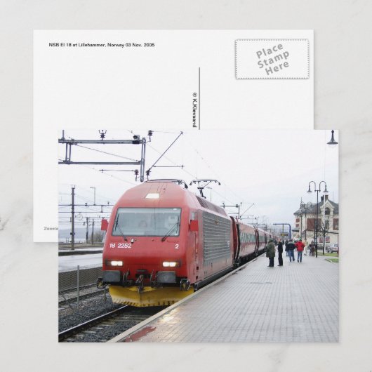 NSB Elektrische locomotief EL 18 bij Lillehammer Briefkaart (Voorkant / Achterkant)