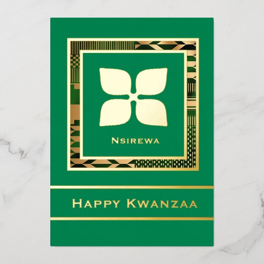 Nsirewa Happy Kwanzaa (Groen) Folie Feestdagenkaart (Voorkant)