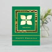 Nsirewa Happy Kwanzaa (Groen) Folie Feestdagenkaart (Staand Voorkant)