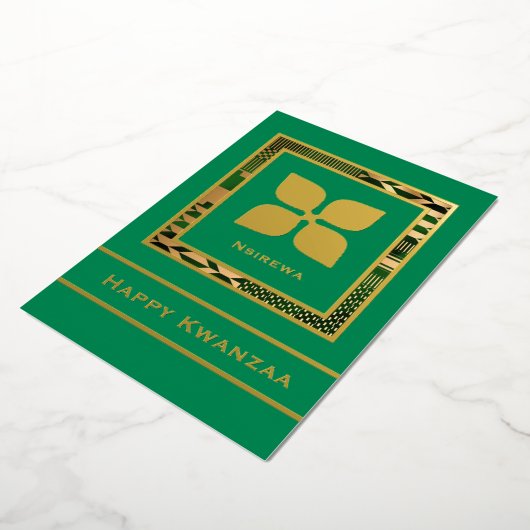 Nsirewa Happy Kwanzaa (Groen) Folie Feestdagenkaart (Gedraaid)