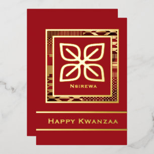 Nsirewa Happy Kwanzaa (Rood   geschetst) Folie Feestdagenkaart