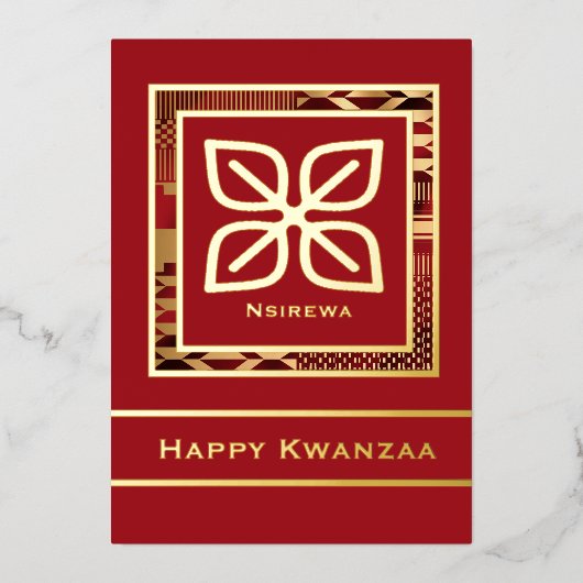 Nsirewa Happy Kwanzaa (Rood | geschetst) Folie Feestdagenkaart (Voorkant)