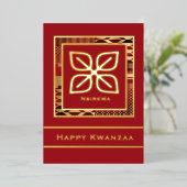 Nsirewa Happy Kwanzaa (Rood | geschetst) Folie Feestdagenkaart (Staand Voorkant)