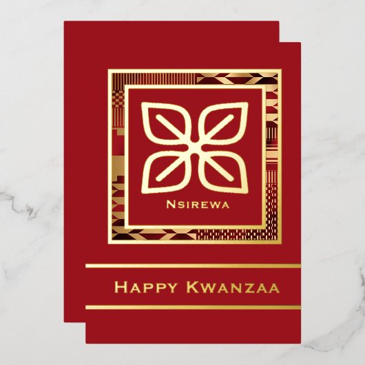 Nsirewa Happy Kwanzaa (Rood | geschetst) Folie Feestdagenkaart (Voorkant / Achterkant)