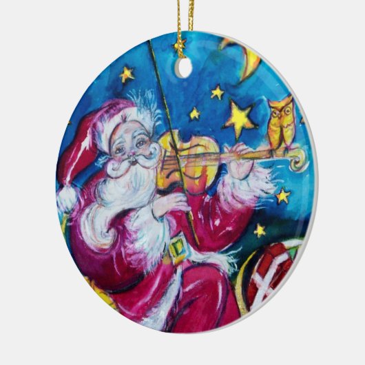 NSPIRED VIOLINIST SANTA Red Ruby Gem Stone Keramisch Ornament (Links)