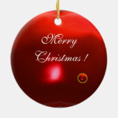 NSPIRED VIOLINIST SANTA Red Ruby Gem Stone Keramisch Ornament (Achterkant)