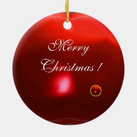 NSPIRED VIOLINIST SANTA Red Ruby Gem Stone Keramisch Ornament (Achterkant)