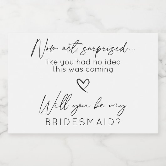 Nu Act Verbaasd Bridal Party voorstel sprankelend Sparkling Wijnetiket (Enkel label)