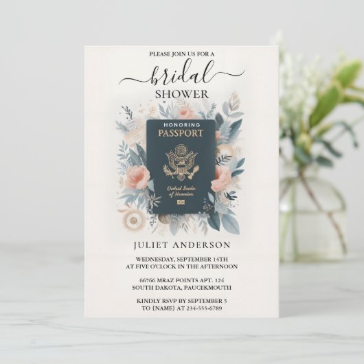 Nu Adventure Passport Boarding Pass Vrijgezellenfe Kaart (Staand voorkant)